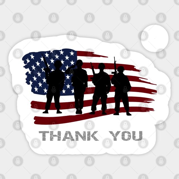 Veterans Day US Vets Veteran US Flag Sticker by Dirty Custard Designs 